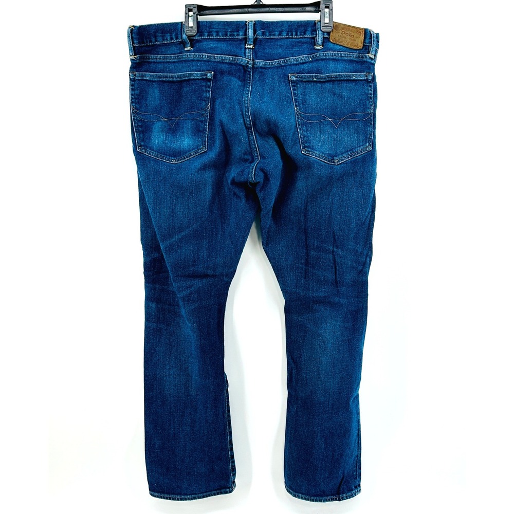 Polo Ralph Lauren Jeans Mens 42x34 Blue Varick Slim Straight Stretch Preppy-VA